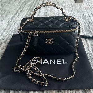 Brand New black CC Logo Vanity Case Crossbody bag comes with dusty